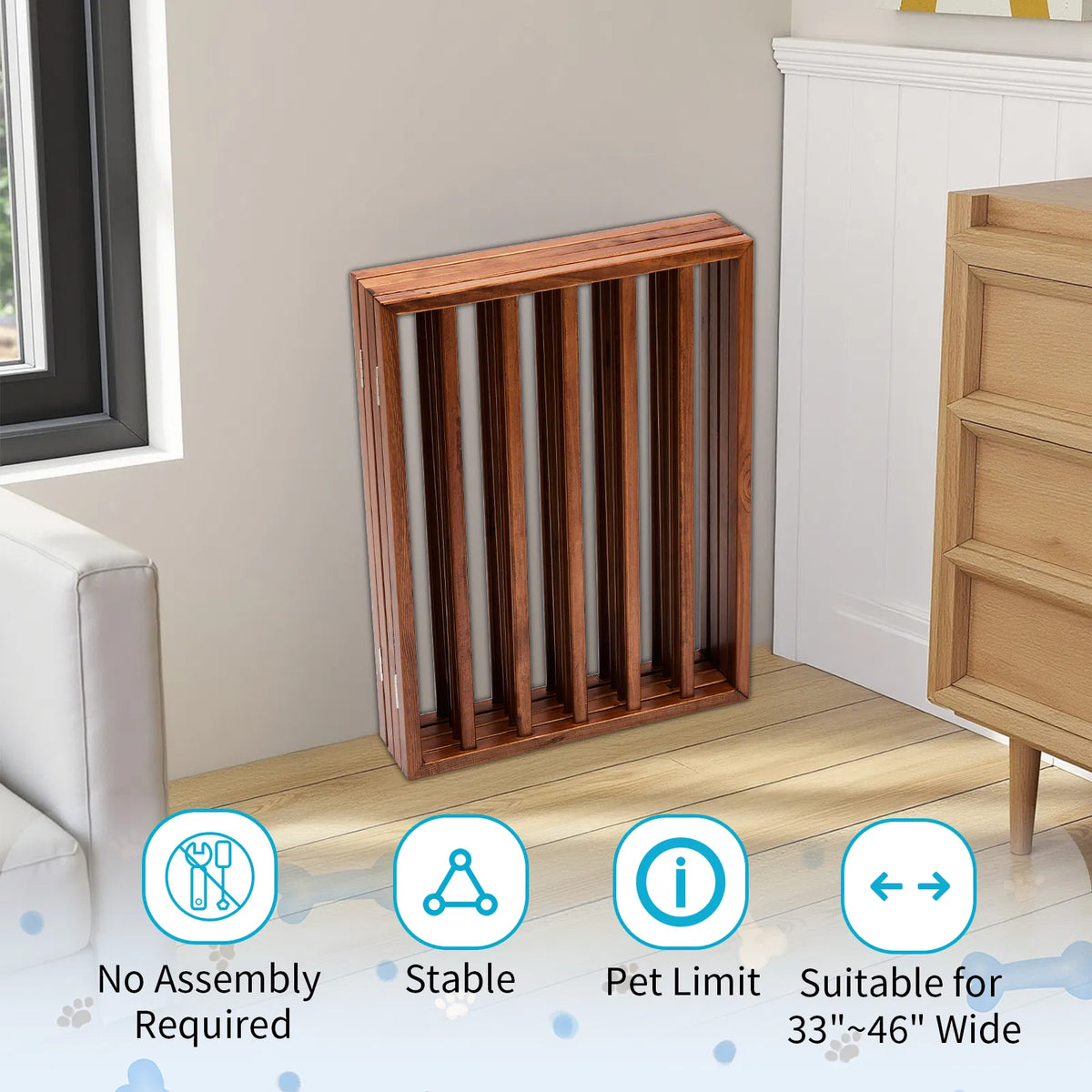 Wooden Dog Gate — Brown — product detail