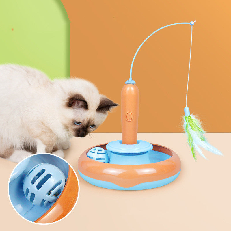 2 In 1 Pet Cat Toy With Feather For Self-play Cat Turntable Pets Supplies Cat Toy Toys Cats Items Products — product detail