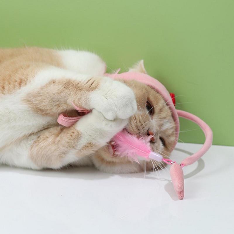 New Head Wearing Feather Funny Cat Stick Funny Cat Toy Stick Gray Big Eye Pet Toys Pet Products — product detail