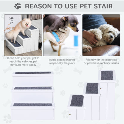 Three-Step Carpeted Wooden Pet Stairs — product detail