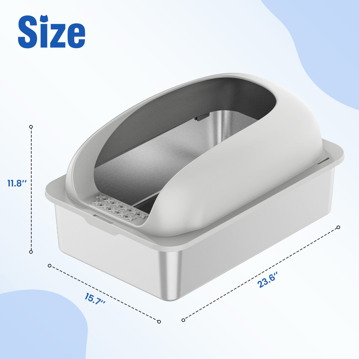 Stainless Steel Litter Box with Scoop and Mat – supplier product photo