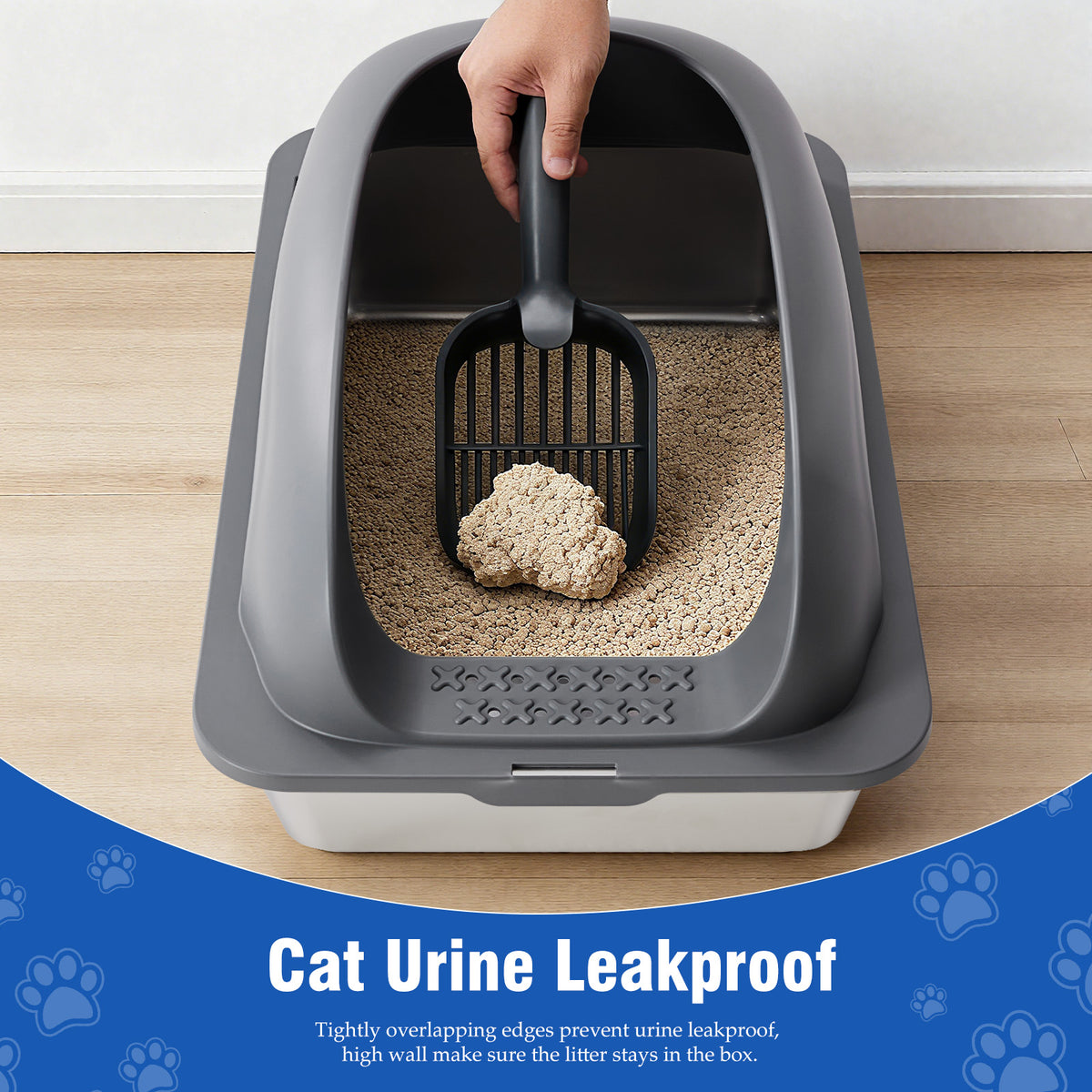 Stainless Steel Litter Box with Scoop and Mat – supplier product photo