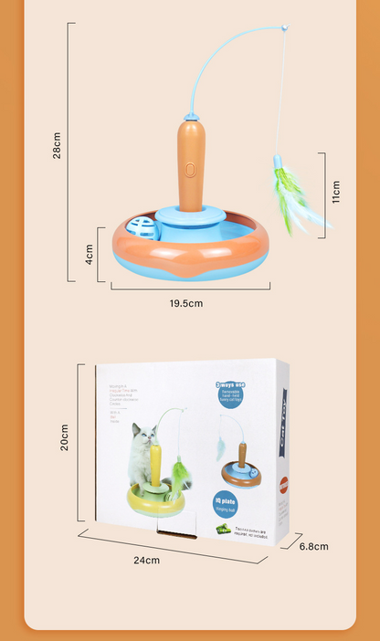 2 In 1 Pet Cat Toy With Feather For Self-play Cat Turntable Pets Supplies Cat Toy Toys Cats Items Products — product detail