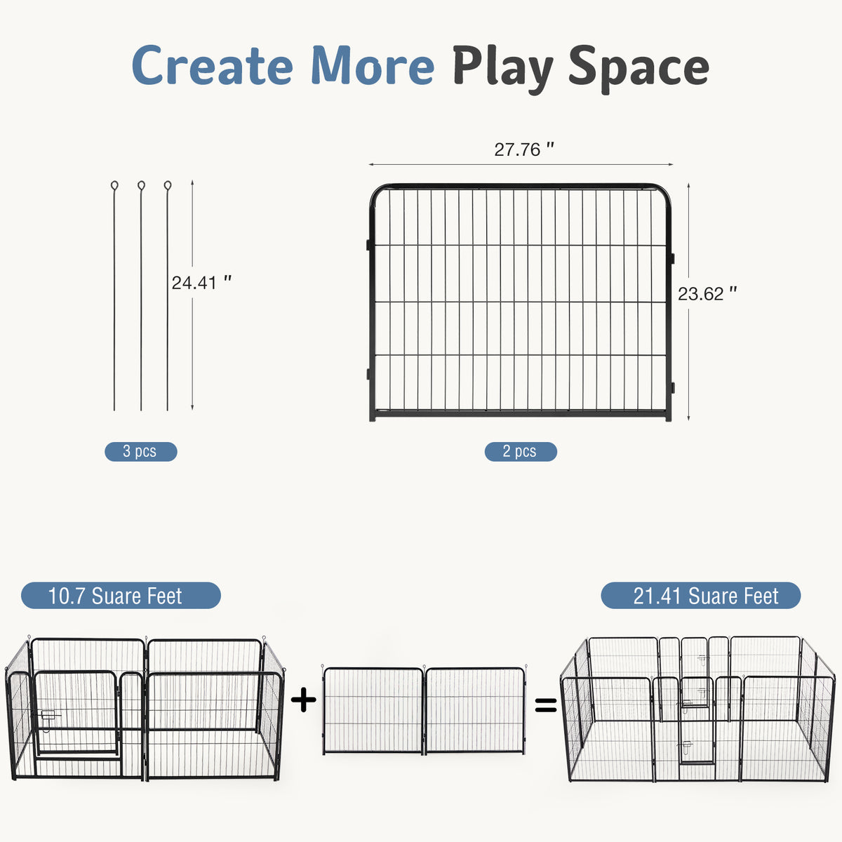 Foldable Metal Pet Fence with Door — product detail