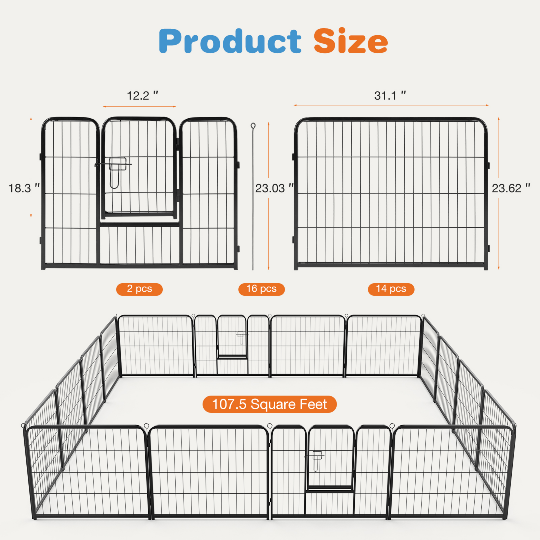 24-Inch Metal Dog Exercise Pen with Door — 8 Panels — product detail