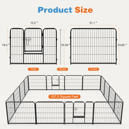 24-Inch Metal Dog Exercise Pen with Door — 8 Panels — product detail