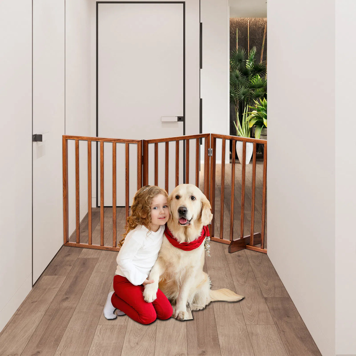 Wooden Dog Gate — Brown — product detail