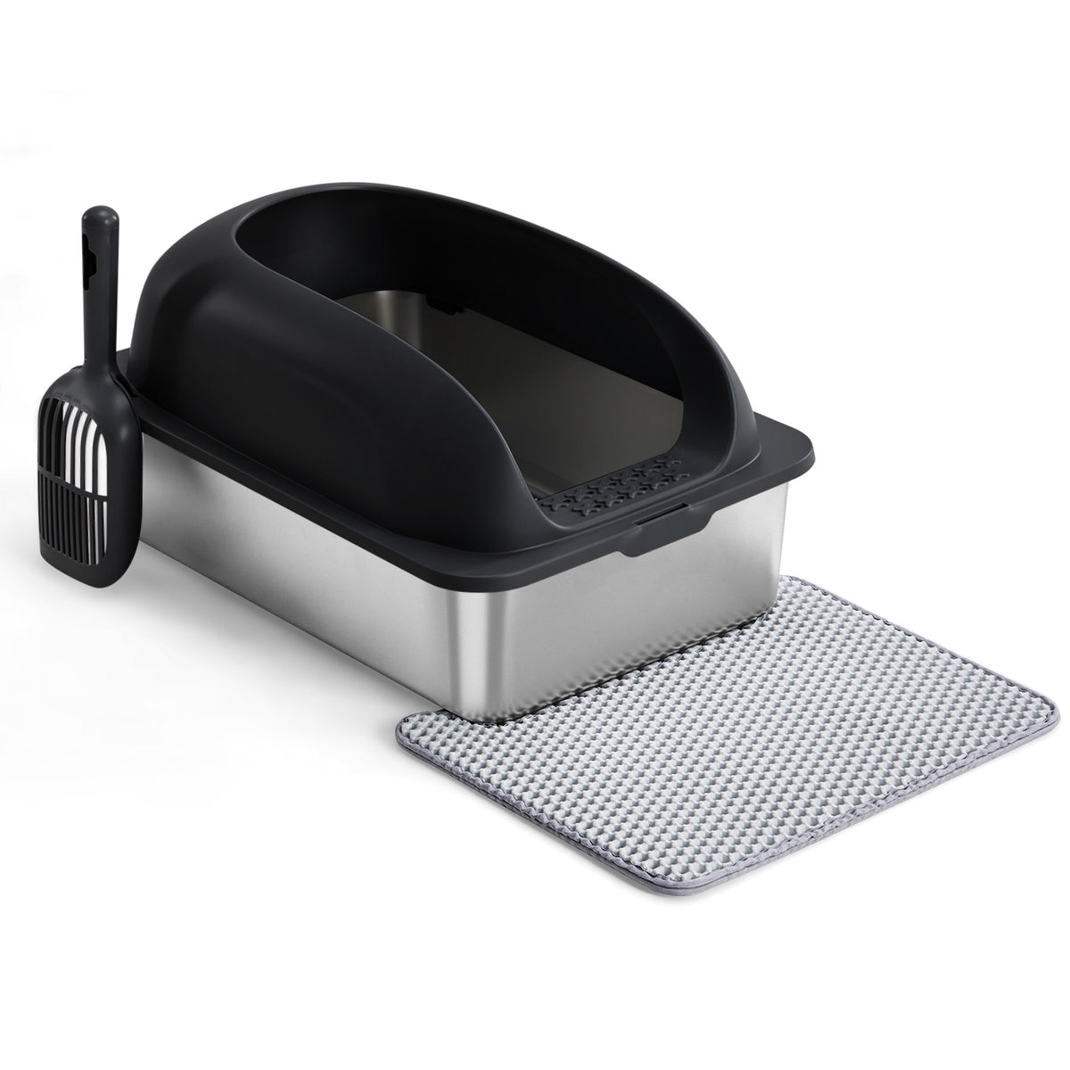 Stainless Steel Litter Box with Scoop and Mat – supplier product photo
