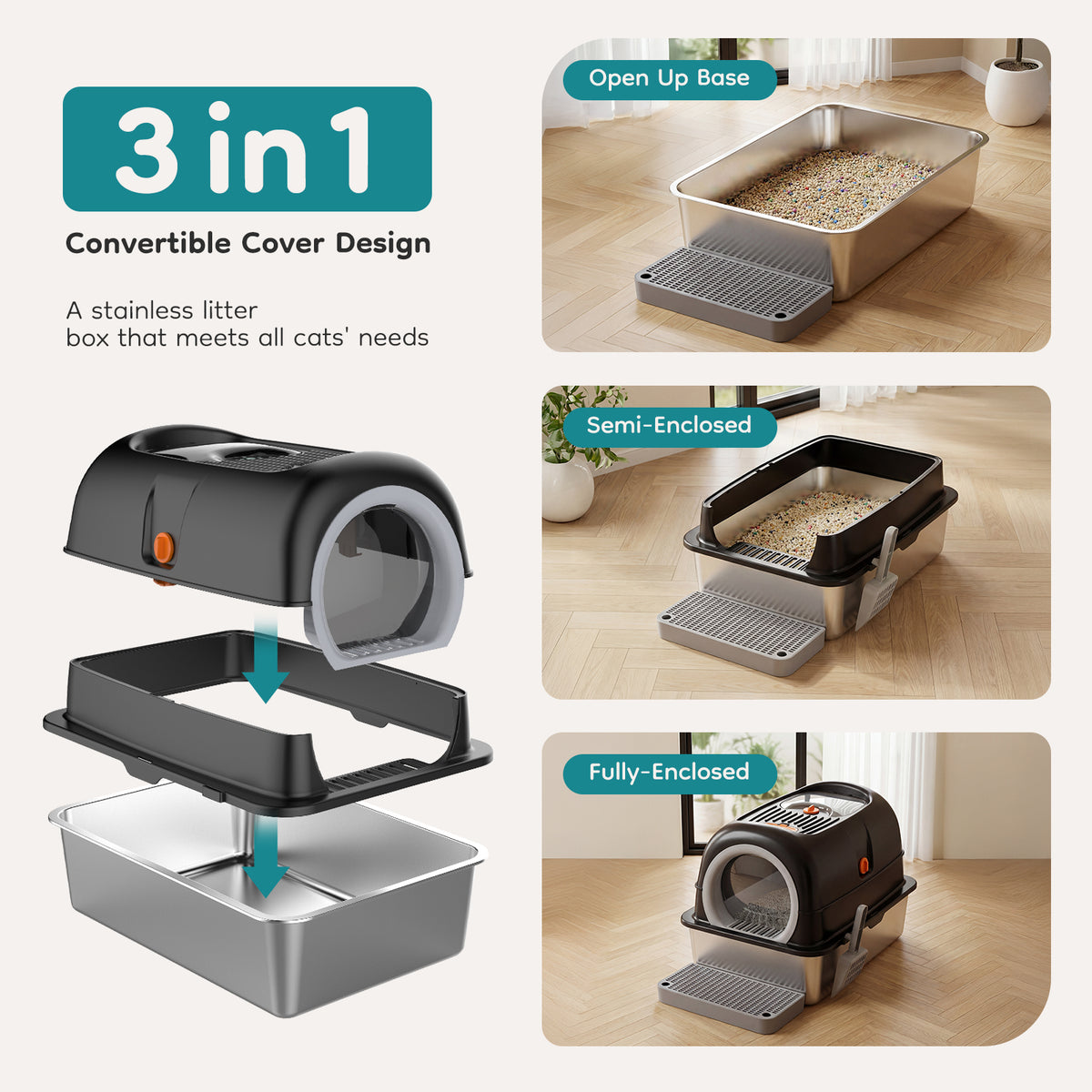 Convertible-Lid Cat Litter Box – supplier product photo
