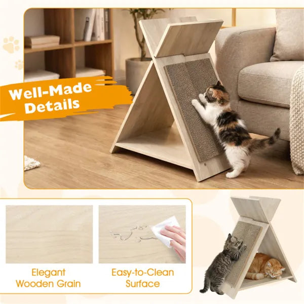 Wooden Cat Scratcher with Tunnel — product detail
