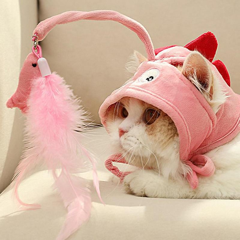 New Head Wearing Feather Funny Cat Stick Funny Cat Toy Stick Gray Big Eye Pet Toys Pet Products — product detail