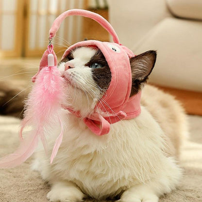 New Head Wearing Feather Funny Cat Stick Funny Cat Toy Stick Gray Big Eye Pet Toys Pet Products — product detail