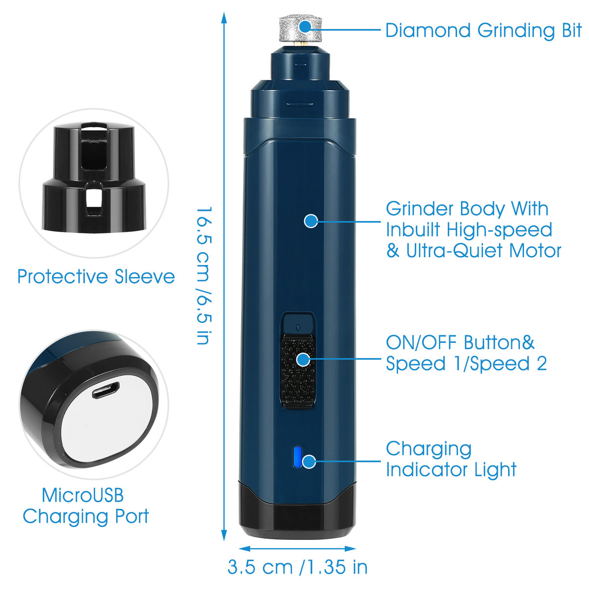 Rechargeable Two-Speed Pet Nail Grinder – supplier product photo