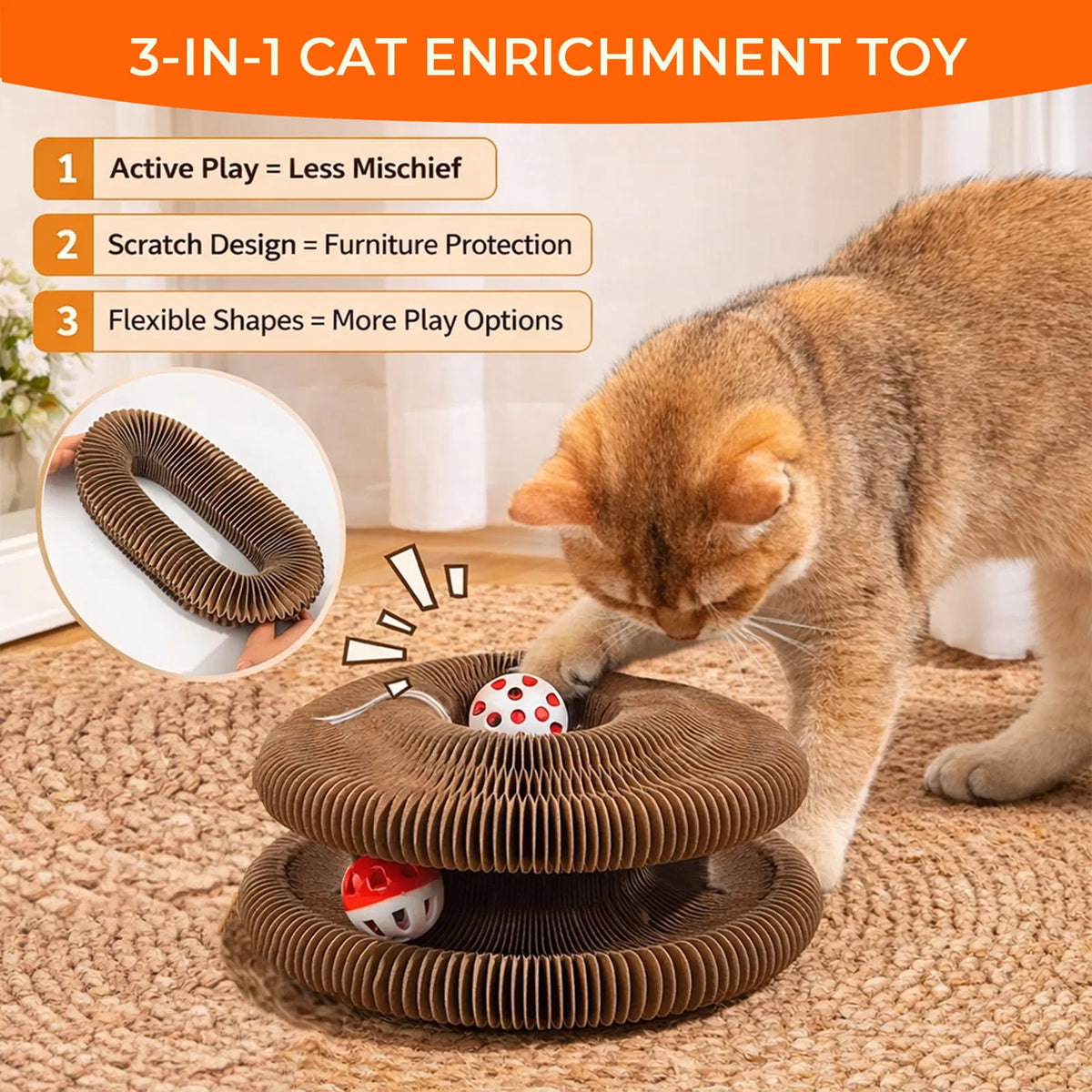 Foldable Accordion Cat Scratcher — product detail