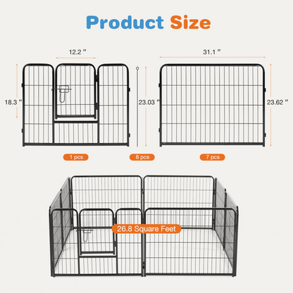 24-Inch Metal Dog Exercise Pen with Door — 8 Panels — product detail