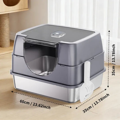 White Covered Steel Cat Litter Box – supplier product photo