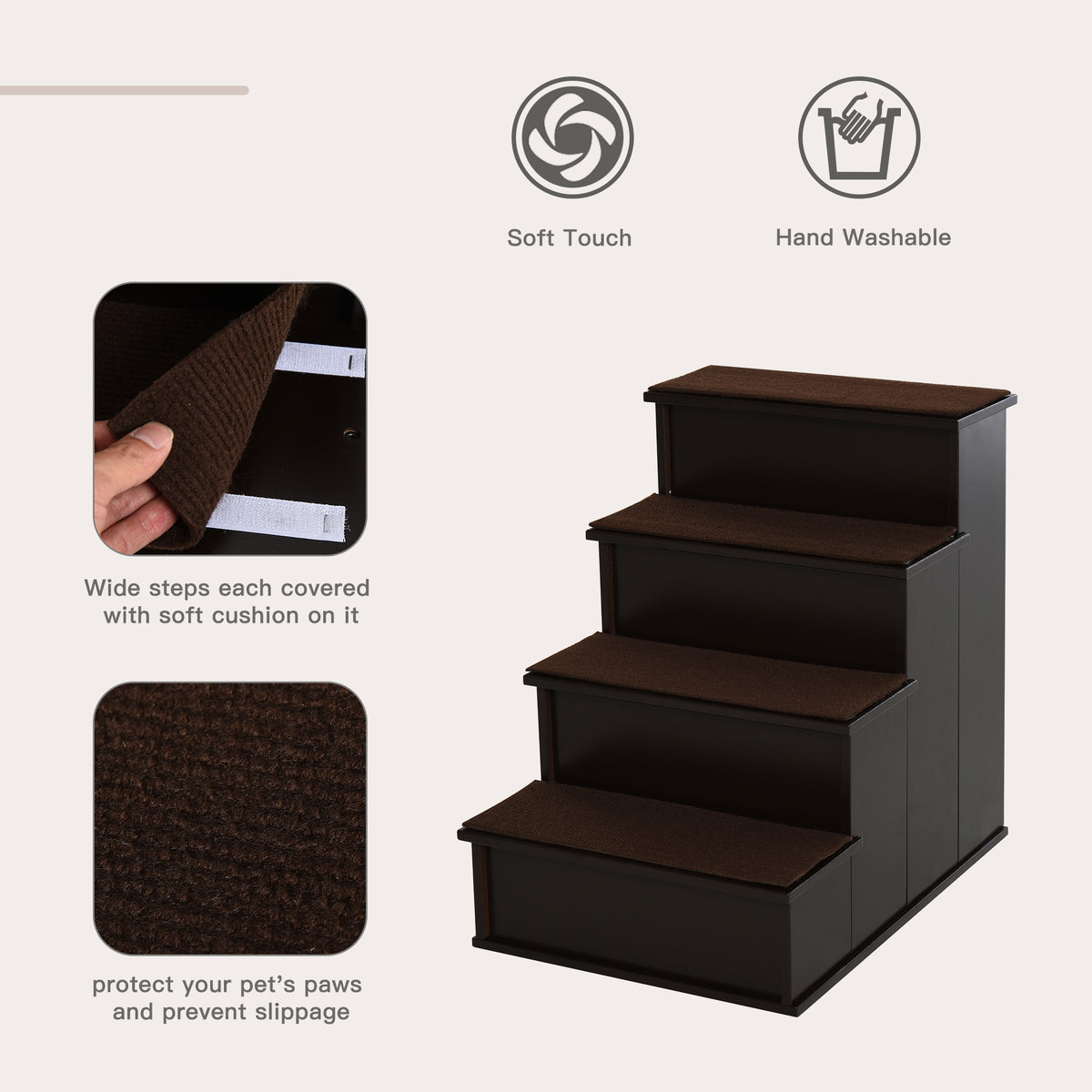 Cushioned Pet Steps — Brown — product detail