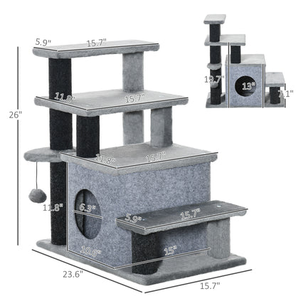 Adjustable Cat Stairs with Condo — product detail