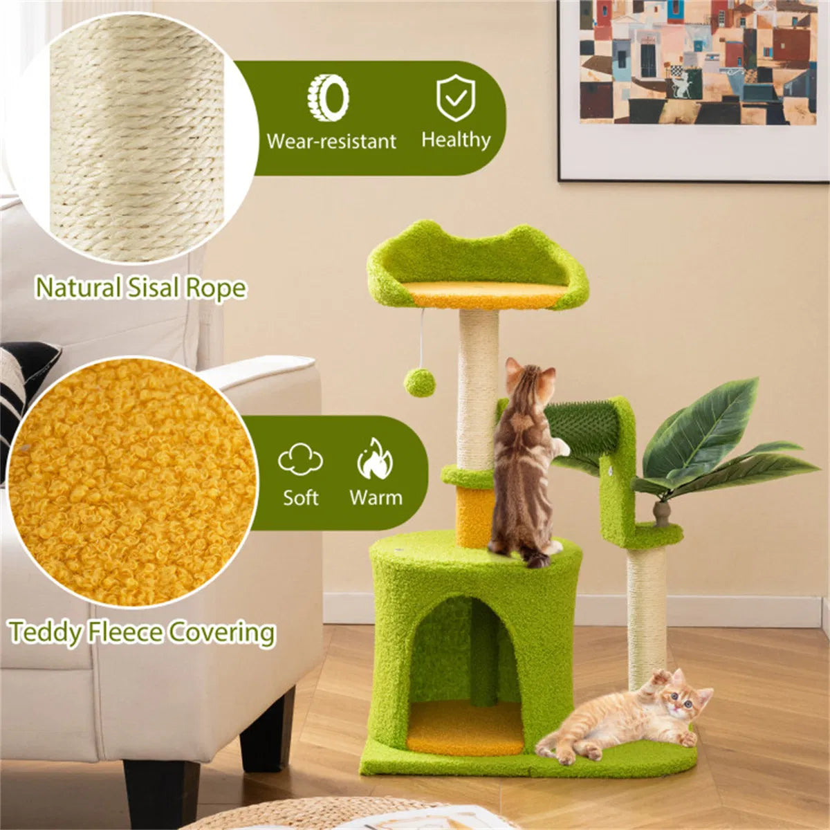 Palm-Tree Cat Scratcher with Grooming Brush — product detail