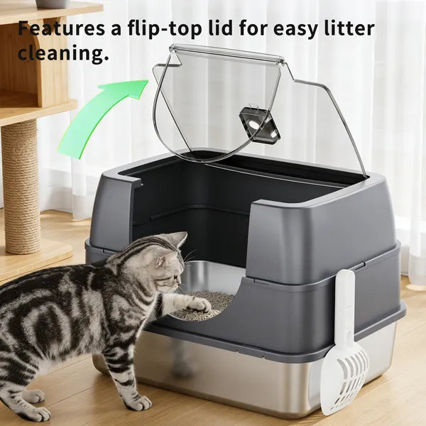 White Covered Steel Cat Litter Box – supplier product photo