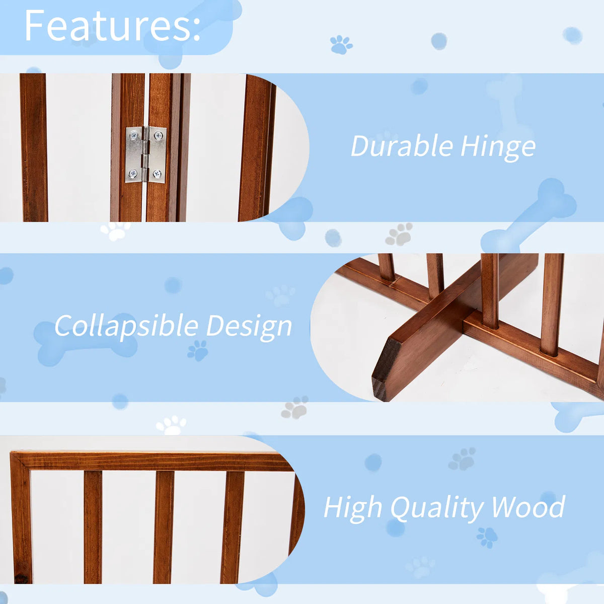 Wooden Dog Gate — Brown — product detail