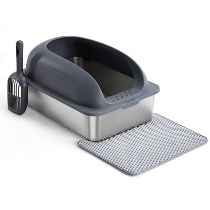 Stainless Steel Litter Box with Scoop and Mat – supplier product photo