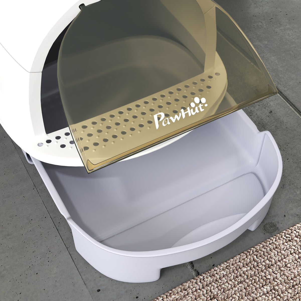 Grey Covered Cat Litter Box with Scoop — product detail