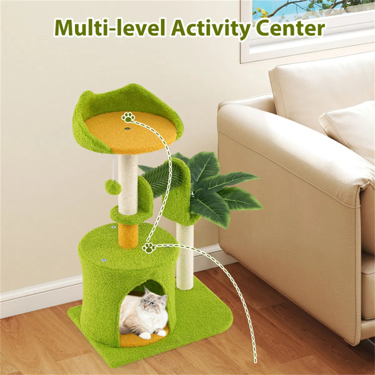 Palm-Tree Cat Scratcher with Grooming Brush — product detail