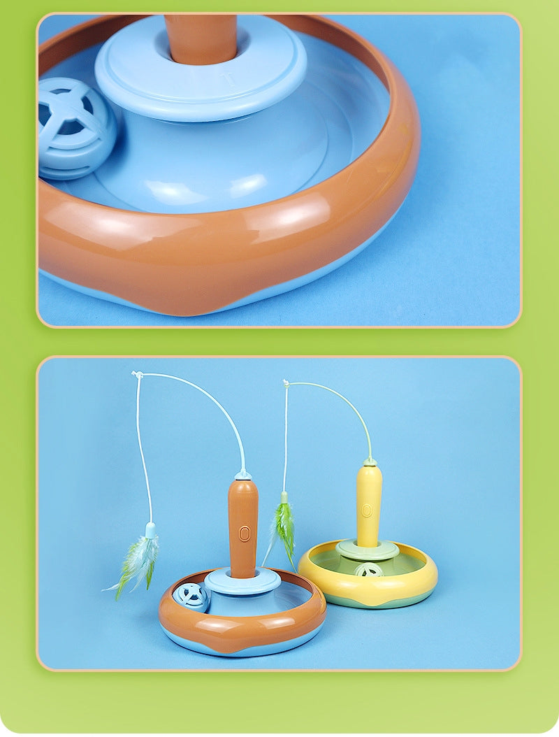 2 In 1 Pet Cat Toy With Feather For Self-play Cat Turntable Pets Supplies Cat Toy Toys Cats Items Products — product detail