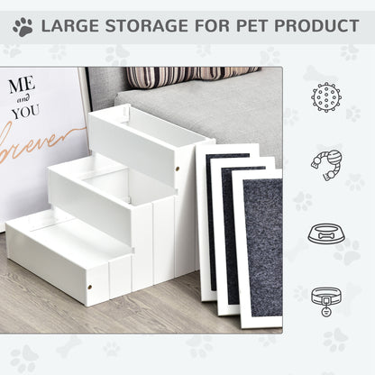 Three-Step Carpeted Wooden Pet Stairs — product detail