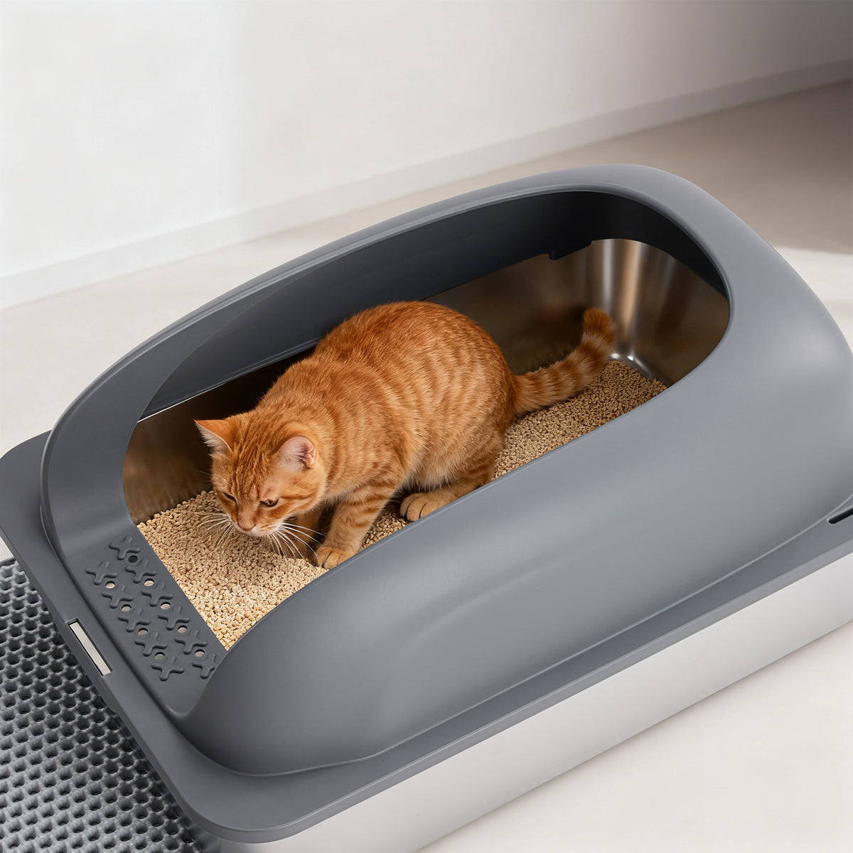Stainless Steel Litter Box with Scoop and Mat – supplier product photo