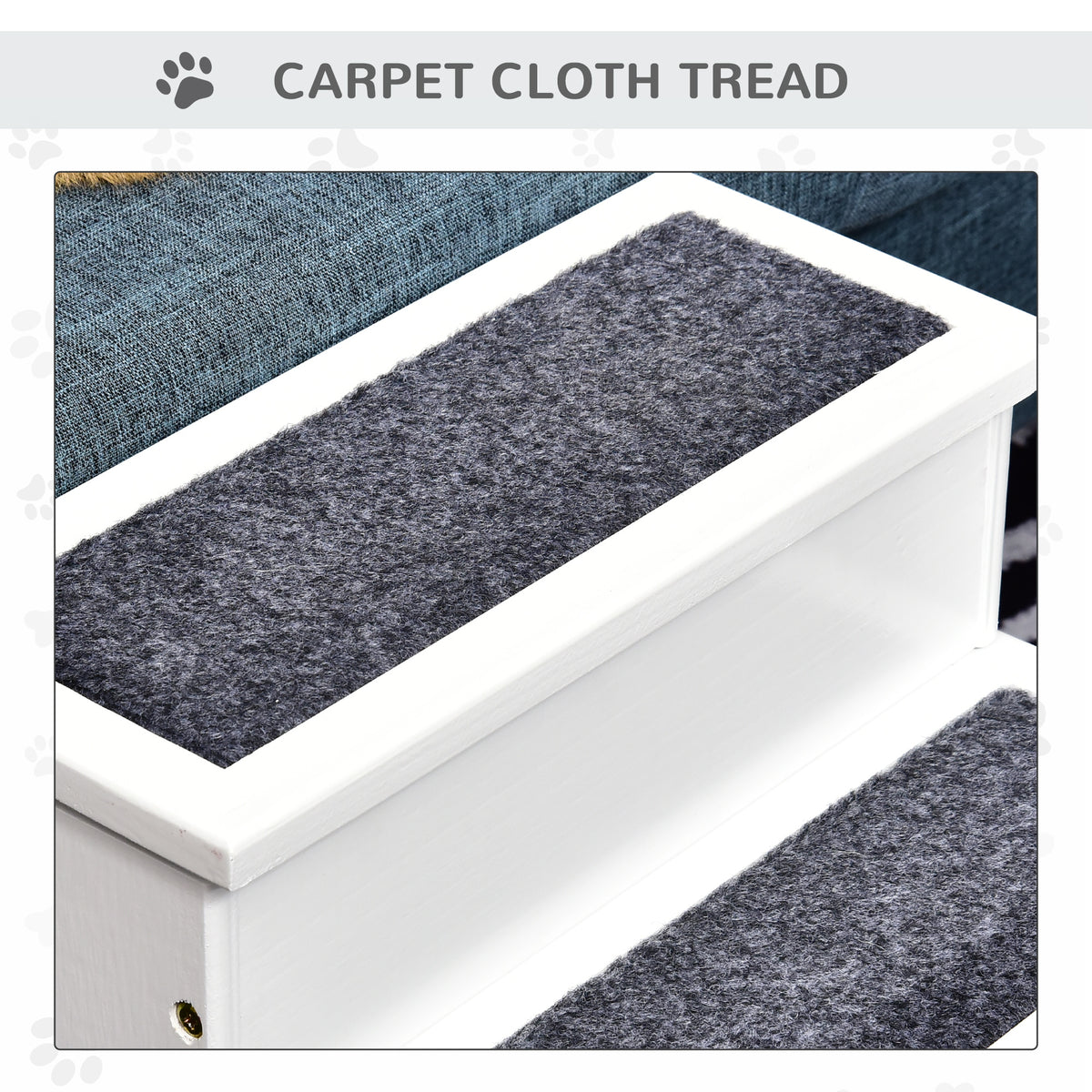 Three-Step Carpeted Wooden Pet Stairs — product detail