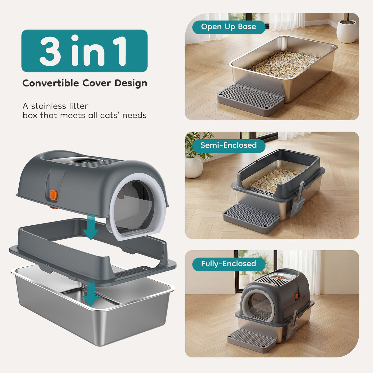 Convertible-Lid Cat Litter Box – supplier product photo