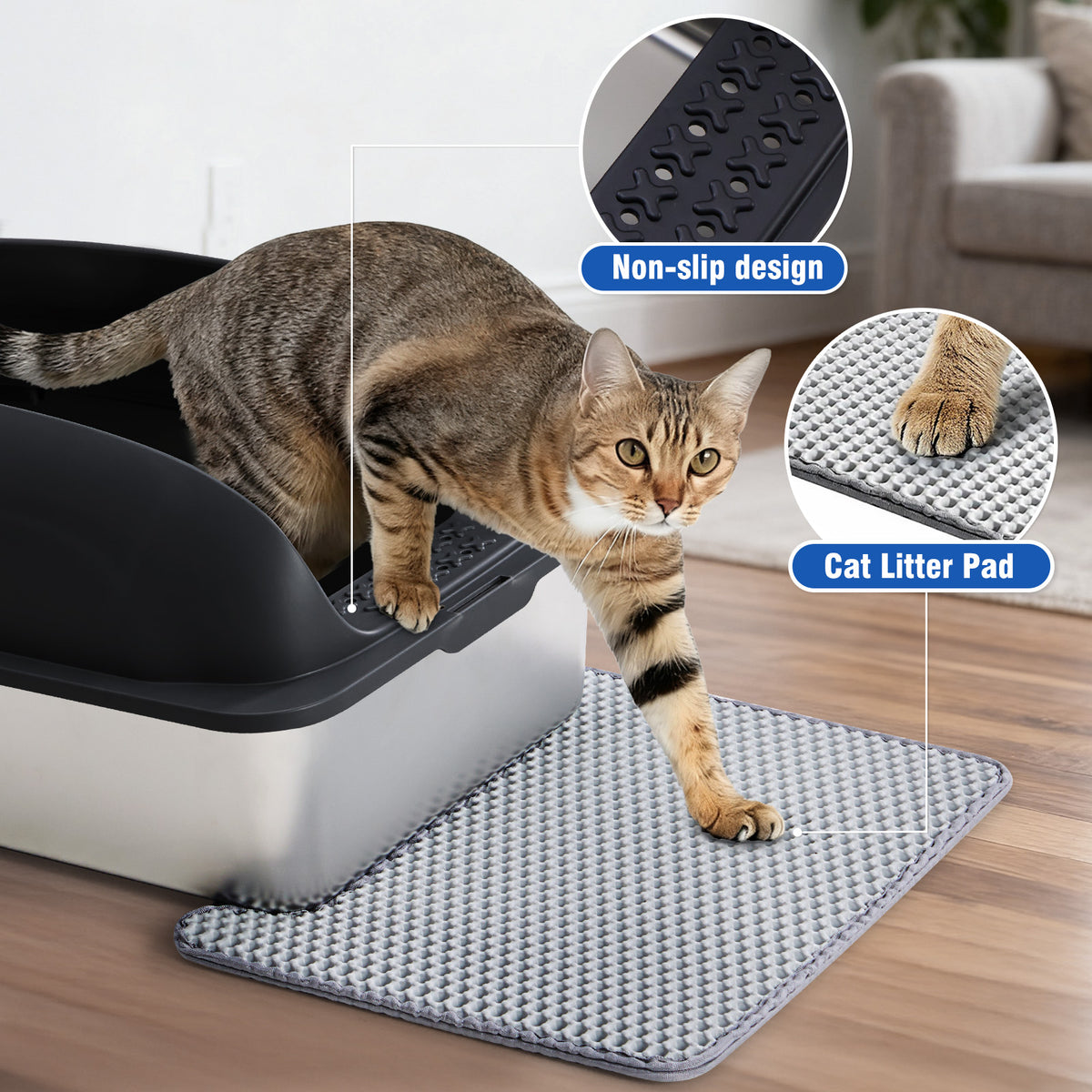 Stainless Steel Litter Box with Scoop and Mat – supplier product photo