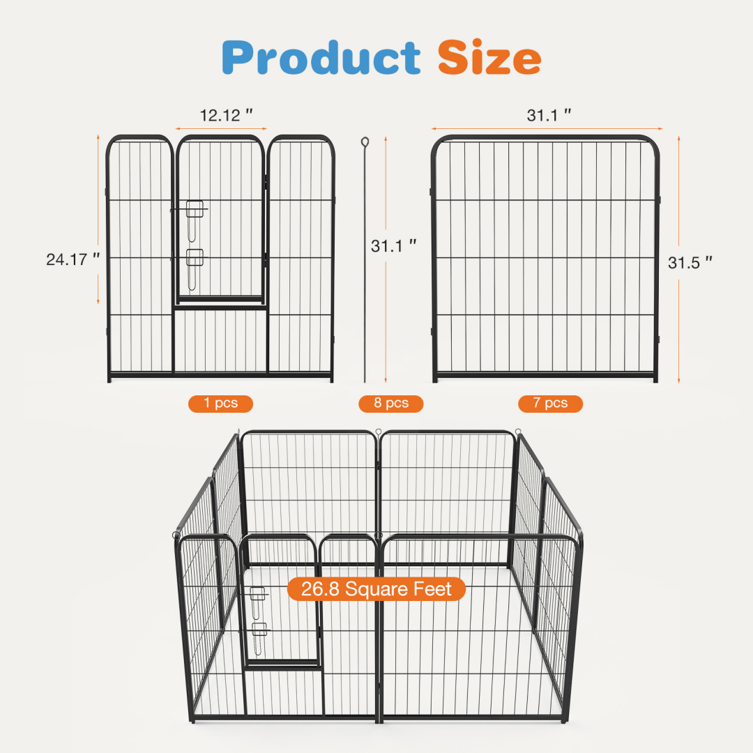 24-Inch Metal Dog Exercise Pen with Door — 8 Panels — product detail
