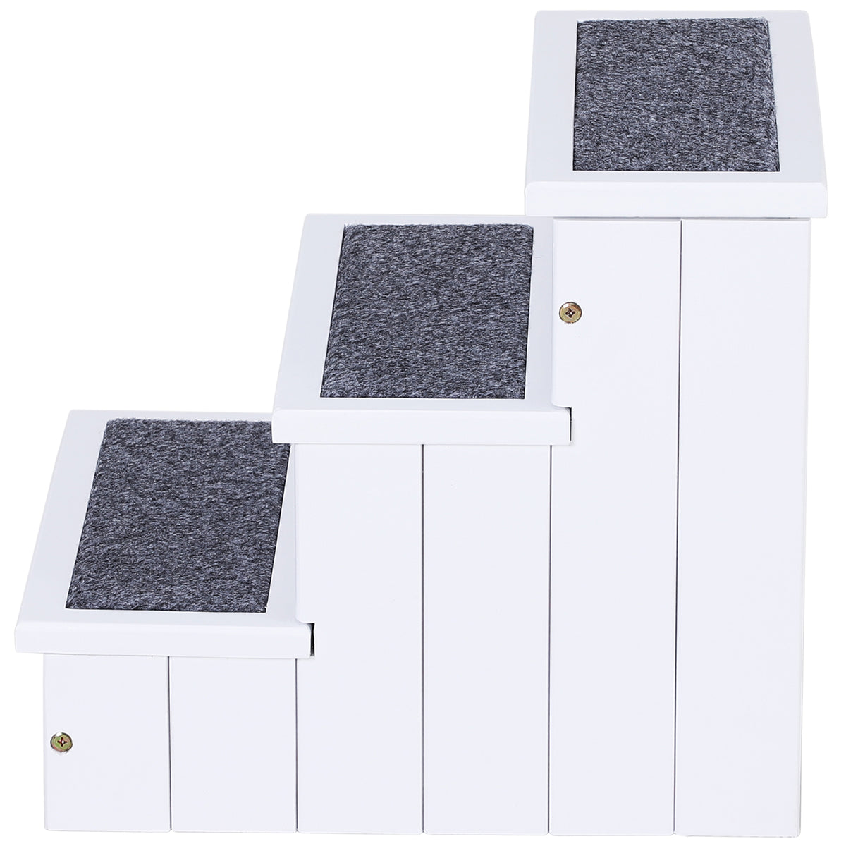 Three-Step Carpeted Wooden Pet Stairs — product detail