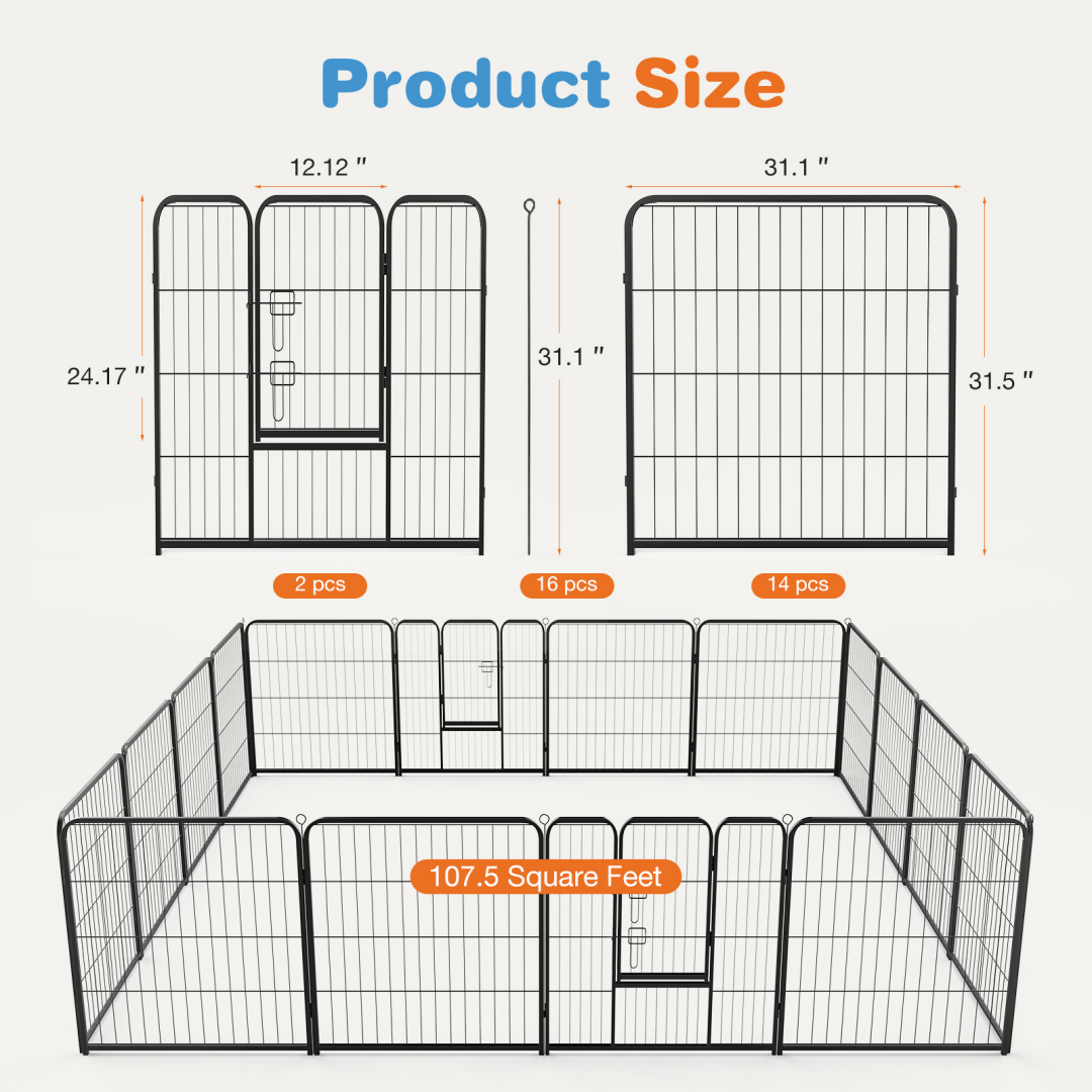 24-Inch Metal Dog Exercise Pen with Door — 8 Panels — product detail