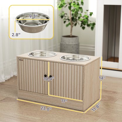 Oak-Style Dog Feeding Station with Storage — product detail