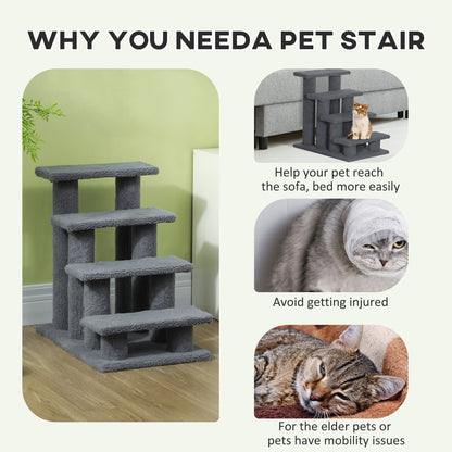 Four-Step Carpeted Cat Stairs — product detail