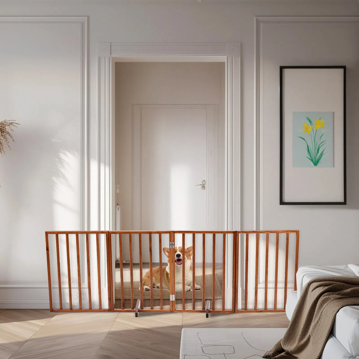 Wooden Dog Gate — Brown — product detail