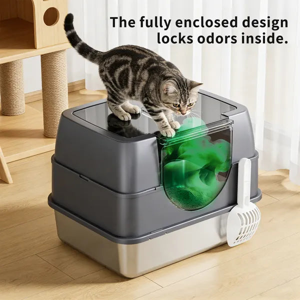 White Covered Steel Cat Litter Box – supplier product photo