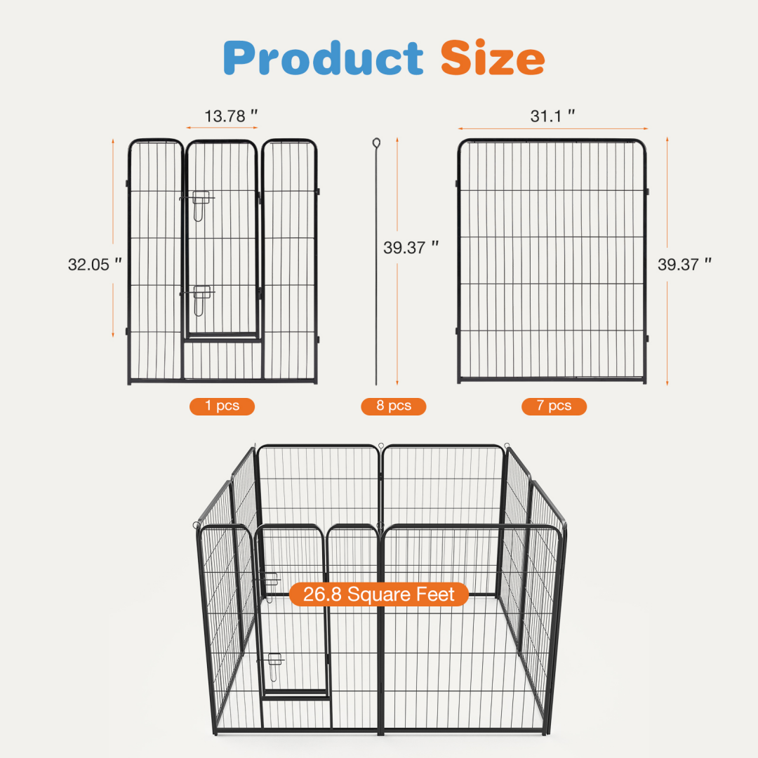 24-Inch Metal Dog Exercise Pen with Door — 8 Panels — product detail