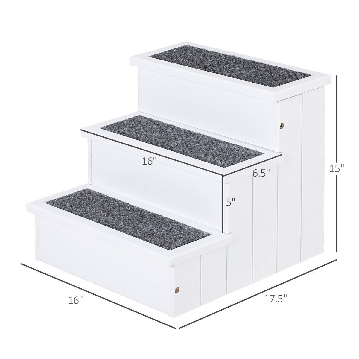 Three-Step Carpeted Wooden Pet Stairs — product detail