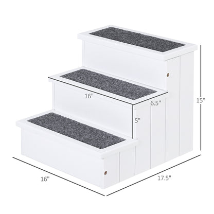 Three-Step Carpeted Wooden Pet Stairs — product detail