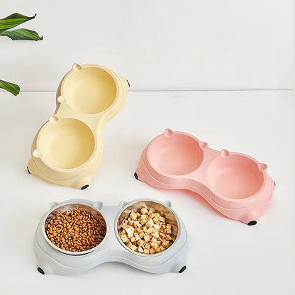 Pink Double Stainless Steel Pet Bowls – supplier product photo