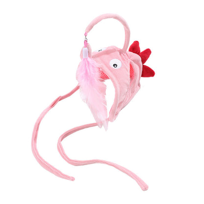 New Head Wearing Feather Funny Cat Stick Funny Cat Toy Stick Gray Big Eye Pet Toys Pet Products