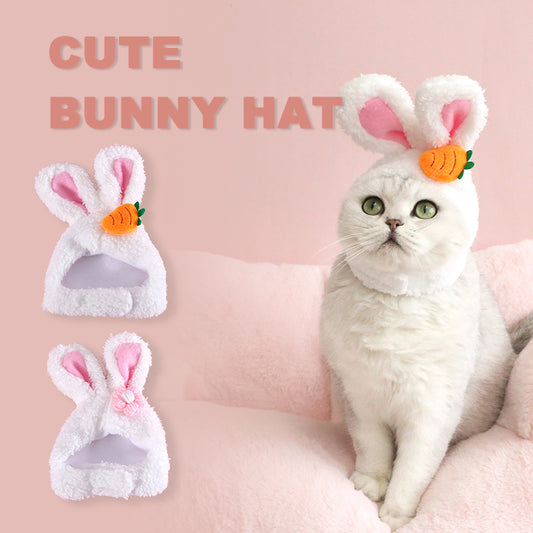 Plush Bunny-Ear Pet Hat