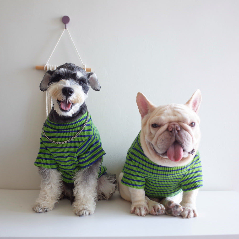 New Pet Clothes Dog Waffle Stretch Stripe Undercoat