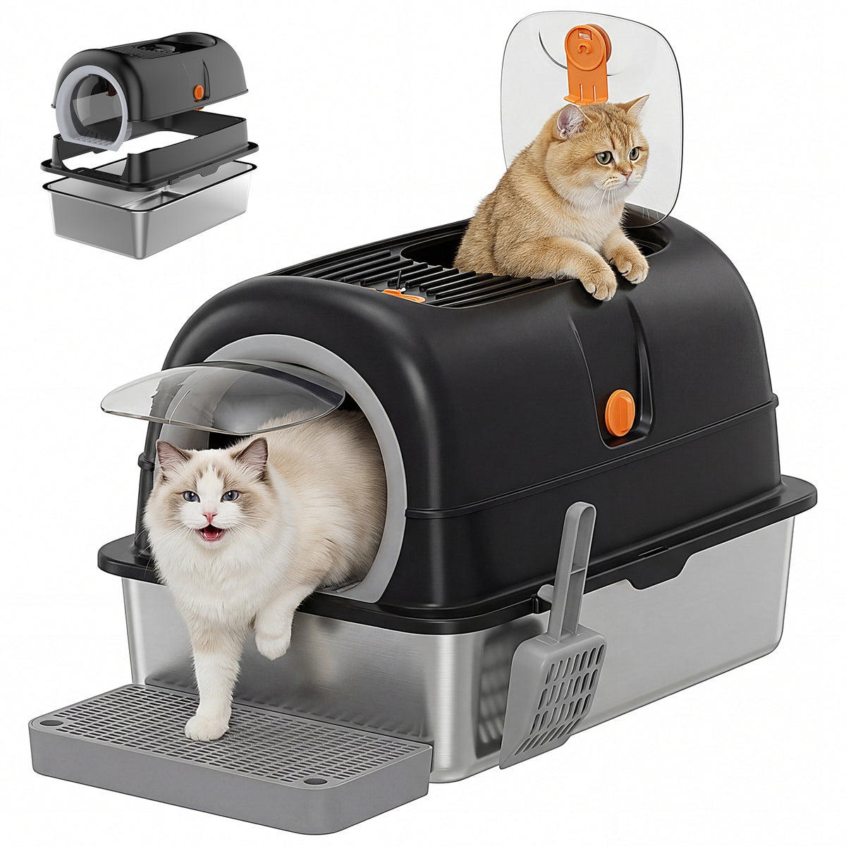 Convertible-Lid Cat Litter Box