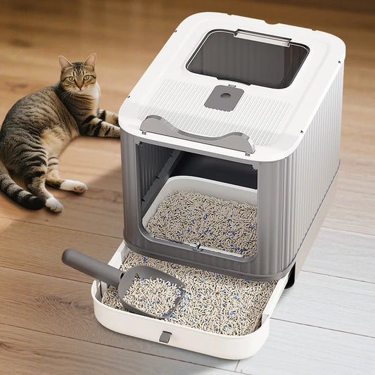 White Raised Cat Litter Box